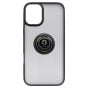 Brilliance LUX iPhone 16 Hybrid Shell Anti-shock Ring Kickstand TPU Matte Case Black+Black
