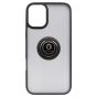 Brilliance LUX iPhone 16 Plus Hybrid Shell Anti-shock Ring Kickstand TPU Matte Case Black+Black