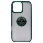 Brilliance LUX iPhone 16 Pro Max Hybrid Shell Anti-shock Ring Kickstand TPU Matte Case Dark Green