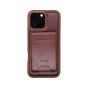 TRUSMI iPhone 14 Pro Magnetic Cowhide Leather Case with Card Slot Wallet Dark Brown