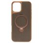 Brilliance LUX iPhone 16 Plus 360° Rotating Magnetic Metal Bracket Carbon Fiber Pattern Matte PC+TPU Phone case Gold