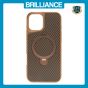 Brilliance LUX iPhone 16 Plus 360° Rotating Magnetic Metal Bracket Carbon Fiber Pattern Matte PC+TPU Phone case Gold