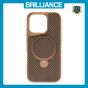 Brilliance LUX iPhone 16 Pro 360° Rotating Magnetic Metal Bracket Carbon Fiber Pattern Matte PC+TPU Phone case Gold