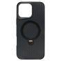 Brilliance LUX iPhone 16 Pro Max 360° Rotating Magnetic Metal Bracket Carbon Fiber Pattern Matte PC+TPU Phone case Black