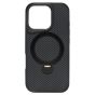 Brilliance LUX iPhone 16 Pro 360° Rotating Magnetic Metal Bracket Carbon Fiber Pattern Matte PC+TPU Phone case Black