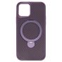 Brilliance LUX iPhone 12 Pro 360° Rotating Magnetic Metal Bracket Carbon Fiber Pattern Matte PC+TPU Phone case Purple