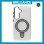 Brilliance LUX Samsung S25 Glitter Sparkle Magnetic Clear TPU + Acrylic with Kickstand Phone Case White
