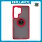 Brilliance LUX Samsung S25 Ultra Hybrid Shell Anti-shock Ring Kickstand TPU Matte Case Red