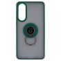 Brilliance LUX Samsung S25 Edge Hybrid Shell Anti-shock Ring Kickstand TPU Matte Case Dark Green