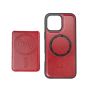 TRUSMI iPhone 16 Pro Magnetic Cowhide Leather Case with Card Slot Wallet Red