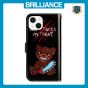 Brilliance LUX iPhone 15 Plus Flip PU Leather Wallet 3D Print Bear with Wrist Strap Case
