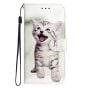 Brilliance LUX iPhone 15 Flip PU Leather Wallet 3D Print Cat with Wrist Strap Case