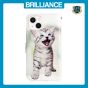 Brilliance LUX iPhone 13 Flip PU Leather Wallet 3D Print Cat with Wrist Strap Case