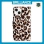 Brilliance LUX iPhone 15 Flip PU Leather Wallet 3D Print Leopard with Wrist Strap Case