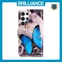 Brilliance LUX Samsung S24 Ultra Flip PU Leather Wallet 3D Print Butterfly with Wrist Strap Case
