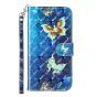 Brilliance LUX iPhone XR Flip PU Leather Wallet 3D Print Butterfly with Wrist Strap Case Blue