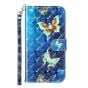 Brilliance LUX Samsung S23 Flip PU Leather Wallet 3D Print Butterfly with Wrist Strap Case Blue