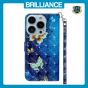 Brilliance LUX iPhone 15 Pro Max Flip PU Leather Wallet 3D Print Butterfly with Wrist Strap Case Blue