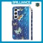 Brilliance LUX Samsung S24 Flip PU Leather Wallet 3D Print Butterfly with Wrist Strap Case Blue