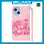 Brilliance LUX iPhone 13 Flip PU Leather Wallet 3D Print Pink Bear with Wrist Strap Case