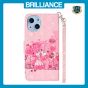 Brilliance LUX iPhone 14 Flip PU Leather Wallet 3D Print Pink Bear with Wrist Strap Case