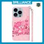 Brilliance LUX iPhone 14 Pro Max Flip PU Leather Wallet 3D Print Pink Bear with Wrist Strap Case