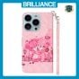 Brilliance LUX iPhone 15 Pro Max Flip PU Leather Wallet 3D Print Pink Bear with Wrist Strap Case