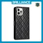 Brilliance LUX iPhone 14 Pro Max Flip PU Leather Wallet 3D Print Rhombus Case Black