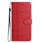Brilliance LUX iPhone 15 Pro Max Flip Book PU Leather Wallet ShockProof Cowhide Texture with Wrist Strap Case Red