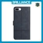 Brilliance LUX iPhone 6P/7P/8P Flip Book PU Leather Wallet ShockProof Cowhide Texture with Wrist Strap Case Blue