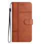 Brilliance LUX iPhone 6P/7P/8P Flip Book PU Leather Wallet ShockProof Cowhide Texture with Wrist Strap Case Brown