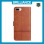 Brilliance LUX iPhone 6P/7P/8P Flip Book PU Leather Wallet ShockProof Cowhide Texture with Wrist Strap Case Brown
