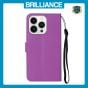 Brilliance LUX iPhone 14 Pro Max Flip PU Leather Wallet Classic Card Pockets with Wrist Strap Case Purple