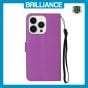 Brilliance LUX iPhone 15 Pro Max Flip PU Leather Wallet Classic Card Pockets with Wrist Strap Case Purple