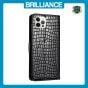 Brilliance LUX iPhone 12 Pro Max Flip PU Leather Wallet Crocodile Print Card Pockets with Wrist Strap Case Black