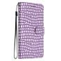 Brilliance LUX iPhone 6P/7P/8P Flip PU Leather Wallet Crocodile Print Card Pockets with Wrist Strap Case Purple