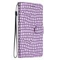 Brilliance LUX iPhone 12 Pro Max Flip PU Leather Wallet Crocodile Print Card Pockets with Wrist Strap Case Purple
