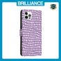 Brilliance LUX iPhone 14 Pro Max Flip PU Leather Wallet Crocodile Print Card Pockets with Wrist Strap Case Purple
