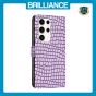 Brilliance LUX Samsung S23 Ultra Flip PU Leather Wallet Crocodile Print Card Pockets with Wrist Strap Case Purple