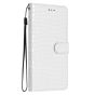 Brilliance LUX iPhone 12 Pro Max Flip PU Leather Wallet Crocodile Print Card Pockets with Wrist Strap Case White