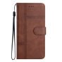 Brilliance LUX iPhone 11 Pro Max Flip PU Leather Wallet ShockProof Imprinted Cowhide Texture with Wrist Strap Case Dark Brown