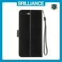 Brilliance LUX iPhone 6P/7P/8P Flip PU Leather Wallet Classic Card Pockets with Wrist Strap Case Black