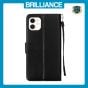 Brilliance LUX iPhone 11 Flip PU Leather Wallet Classic Card Pockets with Wrist Strap Case Black