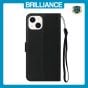 Brilliance LUX iPhone 14 Flip PU Leather Wallet Classic Card Pockets with Wrist Strap Case Black