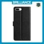 Brilliance LUX iPhone 6P/7P/8P Flip PU Leather Wallet Silk Print Card Pockets with Wrist Strap Case Black