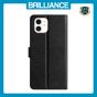 Brilliance LUX iPhone 11 Flip PU Leather Wallet Silk Print Card Pockets with Wrist Strap Case Black