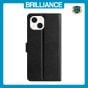 Brilliance LUX iPhone 15 Plus Flip PU Leather Wallet Silk Print Card Pockets with Wrist Strap Case Black