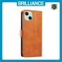 Brilliance LUX iPhone 14 Plus Book Flip Soft PU Leather Wallet with Card Pockets Case Light Brown