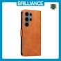 Brilliance LUX Samsung S24 Ultra Book Flip Soft PU Leather Wallet with Card Pockets Case Light Brown