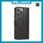 Brilliance LUX iPhone 12 Pro Max Book Flip Soft PU Leather Wallet with Card Pockets Case Black